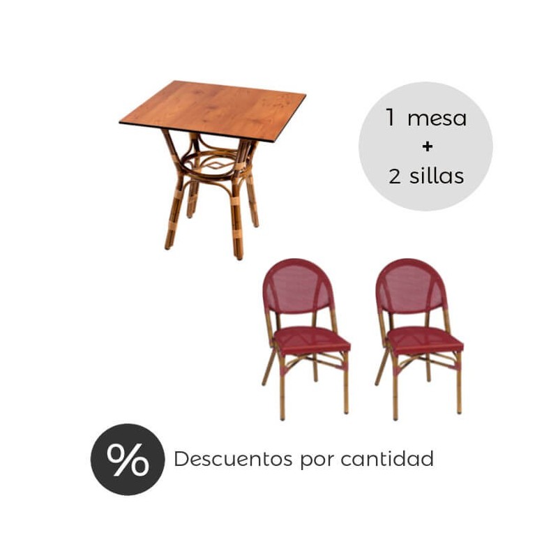 Conjunto mesa y sillas bistró con textilene hostelería y contract