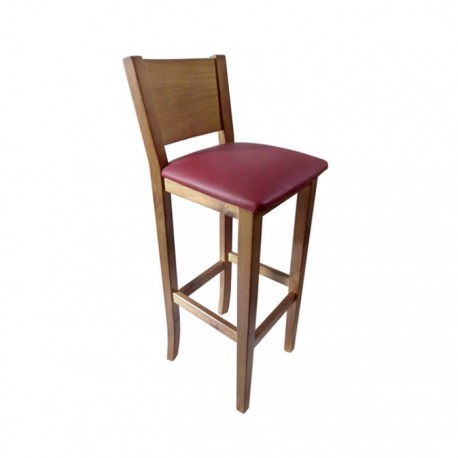Taburete Nápoles madera color nogal claro con asiento tapizado